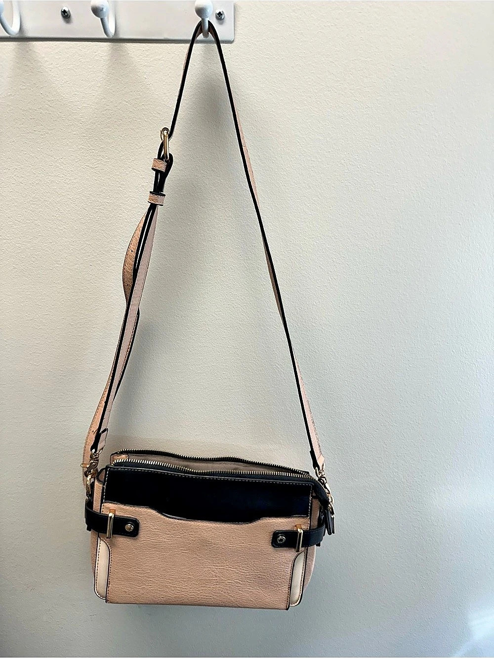Poppy & Peonies Crossbody Bag in Pink & Black